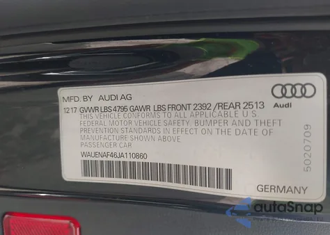 2018 Audi A4 2.0T Premium/2.0T Tech Premium из США, поврежденный, VIN WAUENAF46JA110860